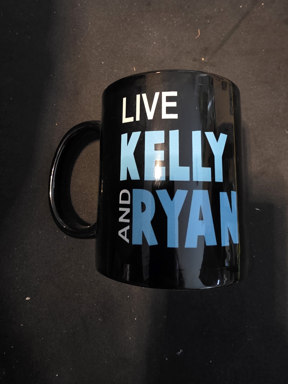 LIVE Kelly and Ryan Black Logo Mug - Blue & White Text
